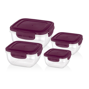 Bager Cook &Lock Colored Cover Square Storage Container Set 4 Pcs - Karout Online -Karout Online Shopping In lebanon - Karout Express Delivery