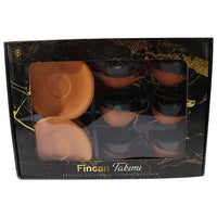 Pottery  Coffee Cups with Saucers Set ( 12 Pcs) - Karout Online -Karout Online Shopping In lebanon - Karout Express Delivery