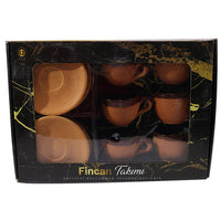 Pottery  Coffee Cups with Saucers Set ( 12 Pcs) - Karout Online -Karout Online Shopping In lebanon - Karout Express Delivery