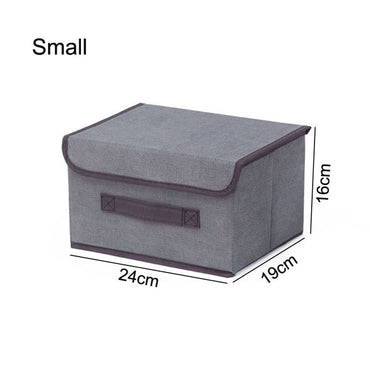 (NET) Cotton Linen Small Storage Box With Cap Clothes Socks Toys Organizer
