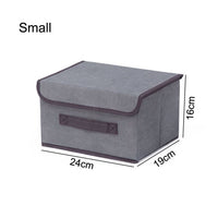 (NET) Cotton Linen Small Storage Box With Cap Clothes Socks Toys Organizer