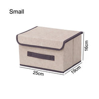 (NET) Cotton Linen Small Storage Box With Cap Clothes Socks Toys Organizer