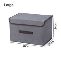 (NET) Cotton Linen Large Storage Box With Cap Clothes Socks Toys Organizer / 802122 / KC22-242-1 / KC22-242-2
