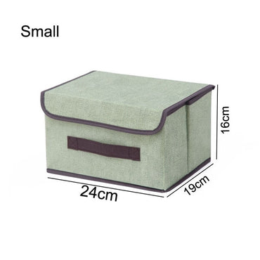 (NET) Cotton Linen Small Storage Box With Cap Clothes Socks Toys Organizer
