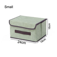 (NET) Cotton Linen Small Storage Box With Cap Clothes Socks Toys Organizer