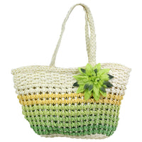 Flower Designed Straw Beach Bag / E-557 - Karout Online -Karout Online Shopping In lebanon - Karout Express Delivery