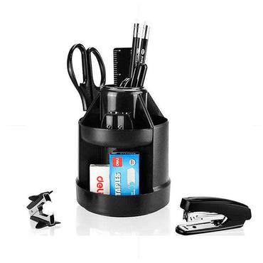 Deli 38250A Rotary Desk Organizer Set of 15 Pcs Black - Karout Online -Karout Online Shopping In lebanon - Karout Express Delivery
