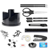 Deli 38251A Rotary Desk Organizer Set of 17 Pcs Black - Karout Online -Karout Online Shopping In lebanon - Karout Express Delivery