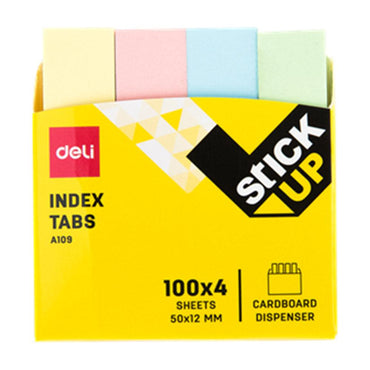 DELI A10902 PAPER INDEX TABS 50 x 12MM 400 SHEETS 4 Colors - Karout Online -Karout Online Shopping In lebanon - Karout Express Delivery