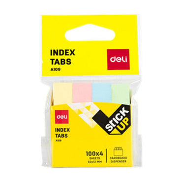 DELI A10902 PAPER INDEX TABS 50 x 12MM 400 SHEETS 4 Colors - Karout Online -Karout Online Shopping In lebanon - Karout Express Delivery