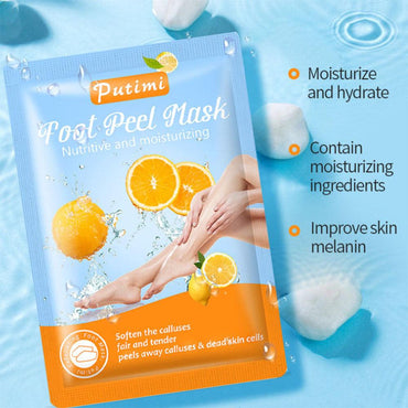 Putimi Orange Exfoliating Foot Mask 1 Pair /38g - Karout Online -Karout Online Shopping In lebanon - Karout Express Delivery