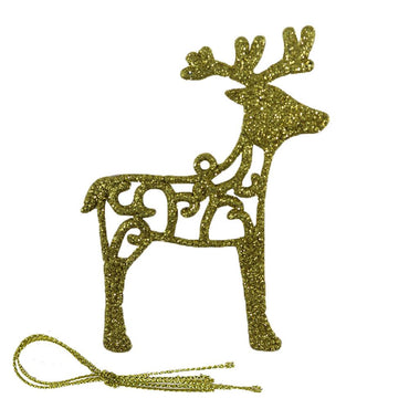 Christmas Glitter Standing Deer Tree Decoration (2 Pcs) - Karout Online -Karout Online Shopping In lebanon - Karout Express Delivery
