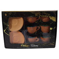 Pottery  Coffee Cups with Saucers Set ( 12 Pcs) - Karout Online -Karout Online Shopping In lebanon - Karout Express Delivery