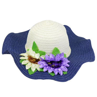 Straw Flower Designed Wide Brim Women Hat - Karout Online -Karout Online Shopping In lebanon - Karout Express Delivery