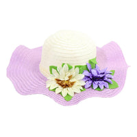 Straw Flower Designed Wide Brim Women Hat.