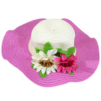 Straw Flower Designed Wide Brim Women Hat - Karout Online -Karout Online Shopping In lebanon - Karout Express Delivery