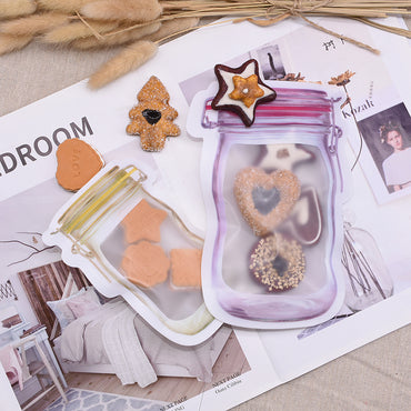 Reusable Plastic Mason Jar Zipper Bags Ziplock Home Saver Storage 10  Bags