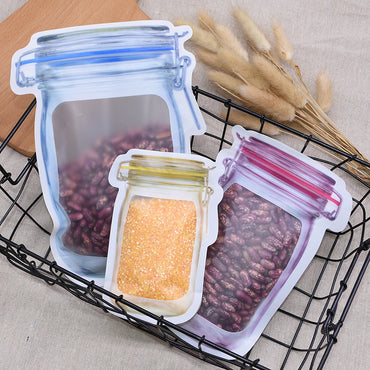 Reusable Plastic Mason Jar Zipper Bags Ziplock Home Saver Storage 10  Bags