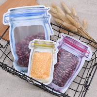 Reusable Plastic Mason Jar Zipper Bags Ziplock Home Saver Storage 10  Bags