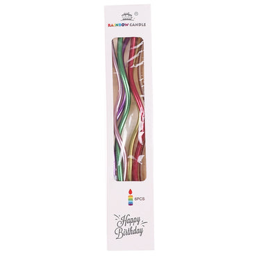 Birthday Rainbow Bending Spiral Candles 6 Pcs / KC22-130