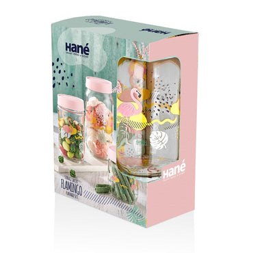 Hane Flamingo Storage Jar Set 3 Sizes - Karout Online -Karout Online Shopping In lebanon - Karout Express Delivery