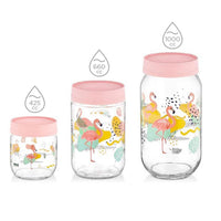Hane Flamingo Storage Jar Set 3 Sizes - Karout Online -Karout Online Shopping In lebanon - Karout Express Delivery