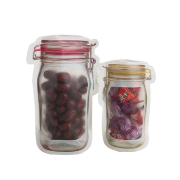 Reusable Plastic Mason Jar Zipper Bags Ziplock Home Saver Storage 10  Bags