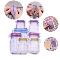 Reusable Plastic Mason Jar Zipper Bags Ziplock Home Saver Storage 10  Bags