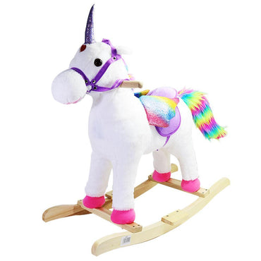 Plush Kids Rocking Unicorn -Ride On With Realistic Sounds And Tail - Karout Online