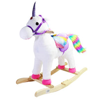 Plush Kids Rocking Unicorn -Ride On With Realistic Sounds And Tail - Karout Online