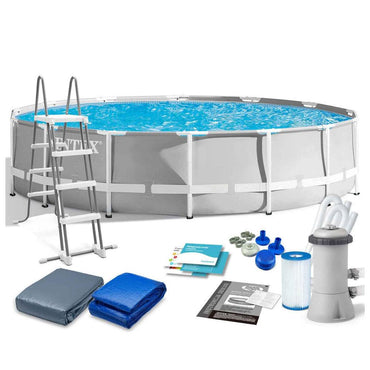 Intex 26726NP Prism Frame Swimming Pool Complete Set with Pump, Underlay Tarpaulin and Ladder and Extra Accessories - Karout Online -Karout Online Shopping In lebanon - Karout Express Delivery