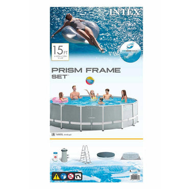 Intex 26726NP Prism Frame Swimming Pool Complete Set with Pump, Underlay Tarpaulin and Ladder and Extra Accessories - Karout Online -Karout Online Shopping In lebanon - Karout Express Delivery