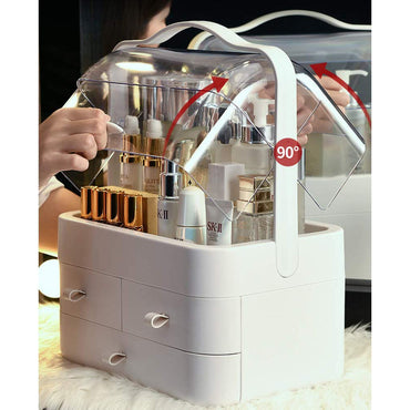 (Net) Cosmetic Organizer Make Up  Dustproof Beauty Storage Box  with Lid and Carry Handle / LD-288 / 31357