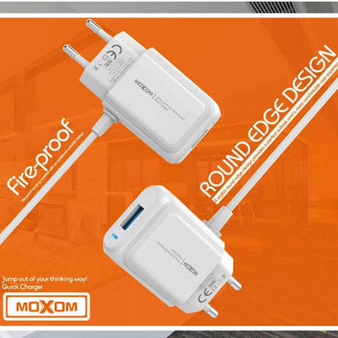 Shop Online MOXOM KH-66 CHARGER Built-in Cable with USB Fast Charging Port 2.4A High Quality MOXOM KH-66 CHARGER - Karout Online Shopping In lebanon