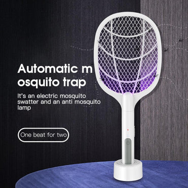 2 in 1 Electric Mosquitos Racket and Trap Lamp With Holder Base - Karout Online -Karout Online Shopping In lebanon - Karout Express Delivery