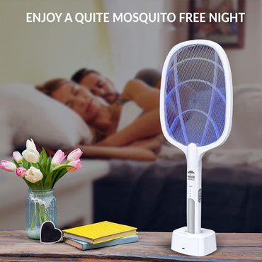 2 in 1 Electric Mosquitos Racket and Trap Lamp With Holder Base - Karout Online -Karout Online Shopping In lebanon - Karout Express Delivery