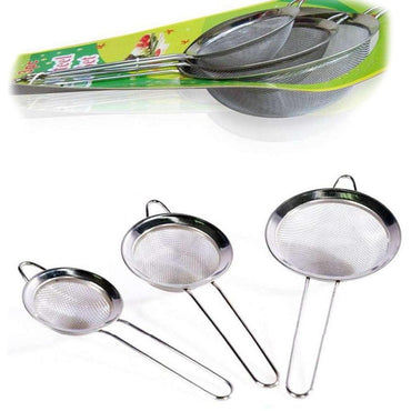 Kitchen Stainless Steel Wire Mesh Strainer Set (3 Pcs) - Karout Online -Karout Online Shopping In lebanon - Karout Express Delivery