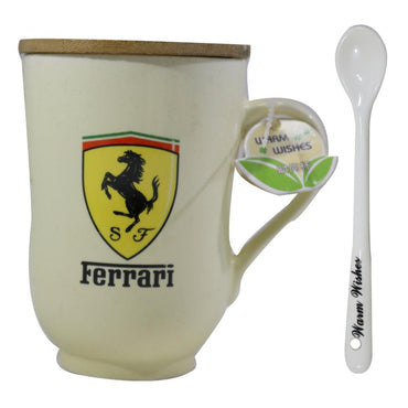 Mug with Wooden Lid And Spoon / I-207 - Karout Online -Karout Online Shopping In lebanon - Karout Express Delivery