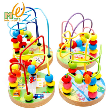 Traffic Around the Beads Children Kids Baby Colorful Wooden Mini Around Beads Educational Toy