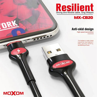 Shop Online MOXOM MX-CB20 MOXOM MX-CB20 FAST DATA CABLE, High Quality, 2.4A Fast Charging - Karout Online Shopping In lebanon