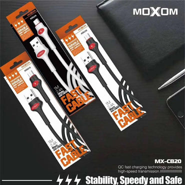 Shop Online MOXOM MX-CB20 MOXOM MX-CB20 FAST DATA CABLE, High Quality, 2.4A Fast Charging - Karout Online Shopping In lebanon