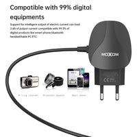 Shop Online MOXOM Fast Wire Wall Charger 2 USB Charger Europe Plug 2.4A Home Charger Travel Partner - Karout Online Shopping In lebanon