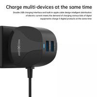 Shop Online MOXOM Fast Wire Wall Charger 2 USB Charger Europe Plug 2.4A Home Charger Travel Partner - Karout Online Shopping In lebanon