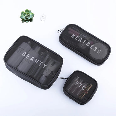 **(NET)**New Style Travel Cosmetic Bag Portable Mesh Storage Bag Wash Storage Bag Bathroom Organizer Set