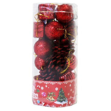 Christmas 3 cm Mix Balls Gifts and Pine Set (24 pcs in a pack) / 6855 - Karout Online -Karout Online Shopping In lebanon - Karout Express Delivery