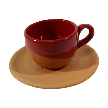 Pottery  Coffee Cups with Saucers Set ( 12 Pcs) - Karout Online -Karout Online Shopping In lebanon - Karout Express Delivery