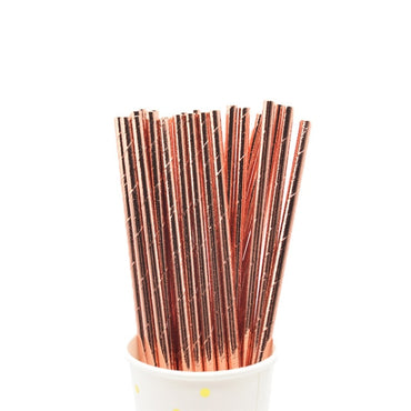 Paper Straws Eco Friendly Straws Rose Gold 100Pcs