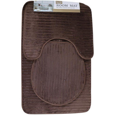 Microfiber Bathroom Mat Set (3 Pcs) / S-37 Brown Home & Kitchen