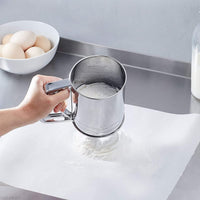 (NET)Stainless Steel Flour Sieve Cup with Hand Press Design / 22FK182