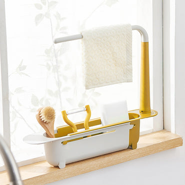 **(NET)**Telescopic Kitchen Sink Shelf Rack Organizer Storage Basket / 22FK183